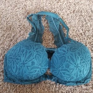 2 Bras - White Lace Bra & Teal Bralette